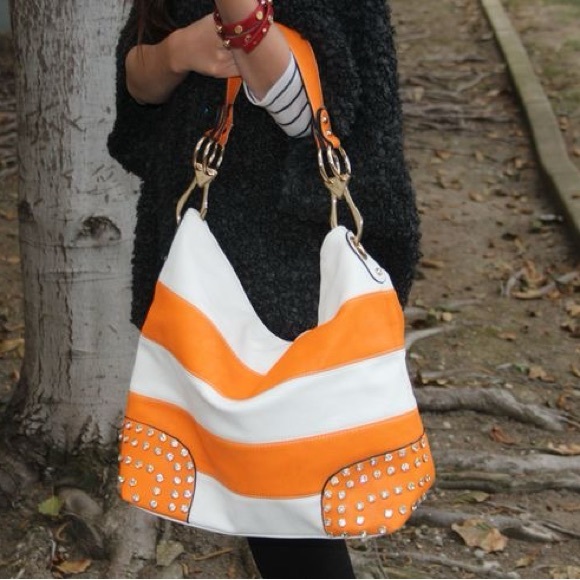 NWOT EMILY RHINESTONE STRIPE HOBO BAG - Picture 2 of 14